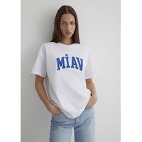 Mavi - Miav Baskılı Beyaz Tişört 1612457-620 Beyaz Mavi - Miav Baskılı Beyaz Tişört 1612457-620 Beyaz