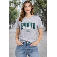 Herkesemoda Proud Baskı Detaylı Basic T-shırt Gri Herkesemoda Proud Baskı Detaylı Basic T-shırt Gri