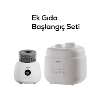 Ek Gıdaya Geçiş Başlangıç Seti 2'li Beyaz Karıştırıcılı Biberon Isıtıcı ve 1 L Elektrikli Buharlı Pişirici Ek Gıdaya Geçiş Başlangıç Seti 2'li Beyaz Karıştırıcılı Biberon Isıtıcı ve 1 L Elektrikli Buharlı Pişirici