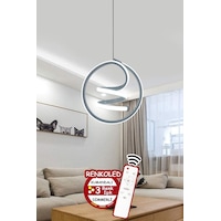 Renkoled Aydınlatma Kumandalı 3 Renk Modern Sarkıt Led Avize Gri - Gümüş Renkoled Aydınlatma Kumandalı 3 Renk Modern Sarkıt Led Avize Gri - Gümüş