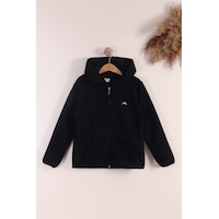 Monox Lastik Manşetli Fermuarlı Kapüşonlu Çocuk Unisex Polar Ceket Siyah Monox Lastik Manşetli Fermuarlı Kapüşonlu Çocuk Unisex Polar Ceket Siyah