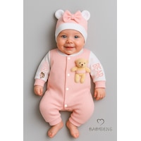 Babyden's Teddy Bear Temalı Yenidoğan Fitilli Tulum Takımı Ayıcıklı Kız Bebek Tulum Şapka Set %100 Pamuk Açık Pembe Babyden's Teddy Bear Temalı Yenidoğan Fitilli Tulum Takımı Ayıcıklı Kız Bebek Tulum Şapka Set %100 Pamuk Açık Pembe