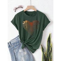 Eriyen Kalpler Baskılı Tasarım Tshirt Yeşil Eriyen Kalpler Baskılı Tasarım Tshirt Yeşil