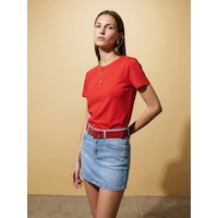 Dilvin 32779 Bisiklet Yaka T-shirt-kırmızı Dilvin 32779 Bisiklet Yaka T-shirt-kırmızı