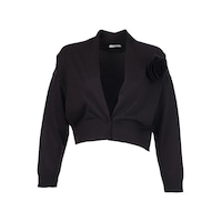 Unique Mode Minimalist V Yaka Uzun Kol Kadın Crop Hırka Siyah Unique Mode Minimalist V Yaka Uzun Kol Kadın Crop Hırka Siyah