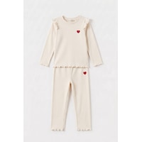 Soft&basic Kız Bebek-çocuk Kalp Nakışlı Regular Fit Rahat Kalıp İkili Takım Beyaz Soft&basic Kız Bebek-çocuk Kalp Nakışlı Regular Fit Rahat Kalıp İkili Takım Beyaz