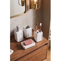 Perotti 13891-2 Well Stoneware 4 Parça Banyo Seti Beyaz Perotti 13891-2 Well Stoneware 4 Parça Banyo Seti Beyaz