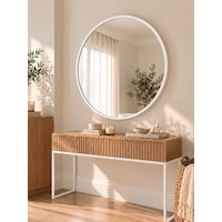 Beyaz Metal Çerçeveli Yuvarlak Ayna 80Cm Beyaz Metal Çerçeveli Yuvarlak Ayna 80Cm