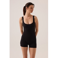 Los Ojos X Ece Siyah Kare Yaka Askılı Kısa Spor Tulum Unitard Siyah Siyah Los Ojos X Ece Siyah Kare Yaka Askılı Kısa Spor Tulum Unitard Siyah Siyah