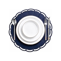 Nakışlı Deri Amerikan Servis 2'li Set Çift Taraflı Yuvarlak Supla 40x40 Cm Casa Lacivert Nakışlı Deri Amerikan Servis 2'li Set Çift Taraflı Yuvarlak Supla 40x40 Cm Casa Lacivert