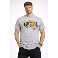Herkesemoda Good Urban Yazı Detaylı Basic T-shirt Gri Herkesemoda Good Urban Yazı Detaylı Basic T-shirt Gri