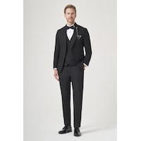 İmza Siyah Kırlangıç Yaka Düz Desen 6 Drop Slim Fit Yelekli Damatlık Takım Elbise 1001260206 İmza Siyah Kırlangıç Yaka Düz Desen 6 Drop Slim Fit Yelekli Damatlık Takım Elbise 1001260206