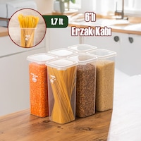 Porsima 5341 6lı Etiketli Kare Un Erzak Bakliyat Saklama Kabı Takımı Seti 1.70 Lt - Şeffaf Porsima 5341 6lı Etiketli Kare Un Erzak Bakliyat Saklama Kabı Takımı Seti 1.70 Lt - Şeffaf