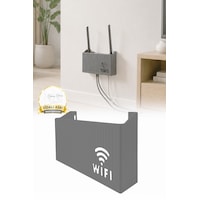 Duvara Asılabilir Wifi Vidalı Askı Yapışkanlı Modem Kutusu WiFi Router Rafı 25x15x6cm