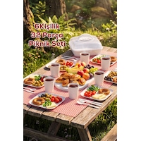 Porsima 0039-2 Karizma 32 Parça 6 Kişilik Pratik Taşınabilir Piknik Seti - Saklama Kutulu Piknik Sepeti Beyaz Porsima 0039-2 Karizma 32 Parça 6 Kişilik Pratik Taşınabilir Piknik Seti - Saklama Kutulu Piknik Sepeti Beyaz