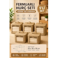 5'li Set Şeffaf Kapaklı Hurç 28x32x15 Cm Orta Boy Dolap İçi Kıyafet Ve Havlu Düzenleyici Altın 5'li Set Şeffaf Kapaklı Hurç 28x32x15 Cm Orta Boy Dolap İçi Kıyafet Ve Havlu Düzenleyici Altın