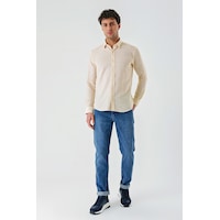İmza Hardal Uzun Kollu Çizgili Biritli Yaka Pamuklu Likralı Casual Slim Fit Dar Kesim Gömlek 1004240233-hardal Hardal İmza Hardal Uzun Kollu Çizgili Biritli Yaka Pamuklu Likralı Casual Slim Fit Dar Kesim Gömlek 1004240233-hardal Hardal