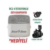 Rain Bird Dış Mekan Rc2-4 İstasyonlu Kontrol Ünitesi + 4 Adet 100hv Vana Seti Rain Bird Dış Mekan Rc2-4 İstasyonlu Kontrol Ünitesi + 4 Adet 100hv Vana Seti