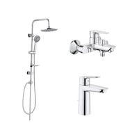 Grohe Baudge Banyo Bataryası 23605000 Lavabo Bataryası 23758000 Ve Tema 53230 Tondo Tepe Duş Seti Krom Grohe Baudge Banyo Bataryası 23605000 Lavabo Bataryası 23758000 Ve Tema 53230 Tondo Tepe Duş Seti Krom