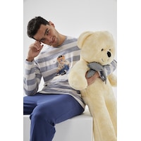Erkek Pamuklu Uzun Kollu Üst Ayıcık Baskılı Pijama Takımı Ke77620 Lacivert Erkek Pamuklu Uzun Kollu Üst Ayıcık Baskılı Pijama Takımı Ke77620 Lacivert