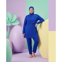 Pierre Cardin Büyük Beden Dik Yaka Yarım Fermuarlı Midi El Dar Paça Likralı Çift Boneli Tesettür Mayo Saks Pierre Cardin Büyük Beden Dik Yaka Yarım Fermuarlı Midi El Dar Paça Likralı Çift Boneli Tesettür Mayo Saks