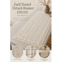 Dantel Kenarlı Özel Dokulu Güpürlü Runner 50x100 Cm Dekoratif Masa Örtüsü Bej Dantel Kenarlı Özel Dokulu Güpürlü Runner 50x100 Cm Dekoratif Masa Örtüsü Bej