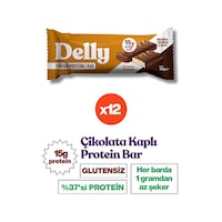 Delly Karamel Aromalı Çikolata Kaplı Yüksek Protein Bar 12 x 40 G Delly Karamel Aromalı Çikolata Kaplı Yüksek Protein Bar 12 x 40 G