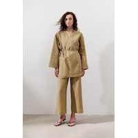 Manuka Keten Kruvaze Kapama Kimono Köri Köri Manuka Keten Kruvaze Kapama Kimono Köri Köri
