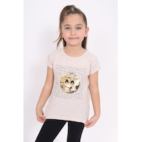 Toontoy Kids Toontoy Kız Çocuk Gülen Yüz Pullu Nakış Tişört Bej Toontoy Kids Toontoy Kız Çocuk Gülen Yüz Pullu Nakış Tişört Bej