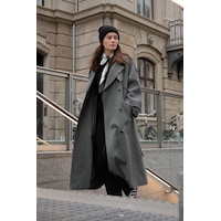 Manuka Premium Oversize Trençkot Gri Manuka Premium Oversize Trençkot Gri