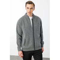 Jack & Jones Desen Erkek Minimalist Uzun Kol Kazak Mont - Günlük & Şık Füme
