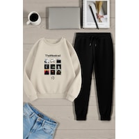 Uyguntarz Unisex The Weekend Tasarım Basklı Bisiklet Yaka Sweatshirt - 2'li Eşofman Takımı Bej Uyguntarz Unisex The Weekend Tasarım Basklı Bisiklet Yaka Sweatshirt - 2'li Eşofman Takımı Bej