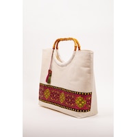 Fabric Craft Bag El Çantası Kanvas Etnik Dokuma Bordürlü Beyaz Fabric Craft Bag El Çantası Kanvas Etnik Dokuma Bordürlü Beyaz