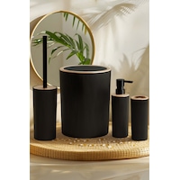 İndecor Houseware Liza 4'lü Banyo Seti Siyah - Çöp Kovası Wc Fırçası Sıvı Sabunluk Diş Fırçalık İndecor Houseware Liza 4'lü Banyo Seti Siyah - Çöp Kovası Wc Fırçası Sıvı Sabunluk Diş Fırçalık