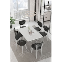 Avvio Mona Elma Sandalye 80x140 Yemek Masası Mutfak Masası 6 Kişilik Masa Sandalye Takım Beyaz Avvio Mona Elma Sandalye 80x140 Yemek Masası Mutfak Masası 6 Kişilik Masa Sandalye Takım Beyaz