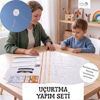 Uçurtma Yapım Seti / Naylon Altıgen / Ahşap Çıtalı / Beyaz Uçurtma Yapım Seti / Naylon Altıgen / Ahşap Çıtalı / Beyaz