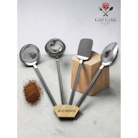 4'lü Mutfak Servis Seti Kepçe-kevgir-spatula-kaşık 18/0 Kalite Paslanmaz Çelik 4'lü Mutfak Servis Seti Kepçe-kevgir-spatula-kaşık 18/0 Kalite Paslanmaz Çelik