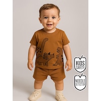 Denokids Dinozor Erkek Bebek T-shirt Kaşkorse Şort Takım Çok Renkli Denokids Dinozor Erkek Bebek T-shirt Kaşkorse Şort Takım Çok Renkli