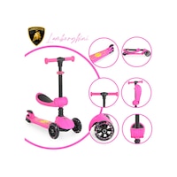Lamborghini Lisanslı L5 2in1 Katlanabilir Oturaklı Işıklı 3 Tekerlekli Çocuk Scooter Pembe Lamborghini Lisanslı L5 2in1 Katlanabilir Oturaklı Işıklı 3 Tekerlekli Çocuk Scooter Pembe