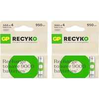 GP ReCyko 1000 Serisi 950 mAh AAA Ni-MH Şarj Edilebilir İnce Kalem Pil 4 x 2'li GP ReCyko 1000 Serisi 950 mAh AAA Ni-MH Şarj Edilebilir İnce Kalem Pil 4 x 2'li