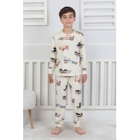 Zuzunga Racing Car And Aeroplane Desenli Erkek Çocuk Pijama Takımı Bej Zuzunga Racing Car And Aeroplane Desenli Erkek Çocuk Pijama Takımı Bej