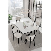 Avvio Dora Elma Sandalye 80x140 Yemek Masası Mutfak Masası 6 Kişilik Masa Sandalye Takım Beyaz Avvio Dora Elma Sandalye 80x140 Yemek Masası Mutfak Masası 6 Kişilik Masa Sandalye Takım Beyaz