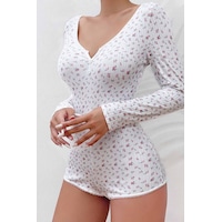 Merry See Çiçek Desenli Tasarım Tulum Gecelik Body Çok Renkli Merry See Çiçek Desenli Tasarım Tulum Gecelik Body Çok Renkli