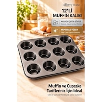 Yanmaz Yapışmaz 12'li Muffin Kek Kalıbı Siyah Yanmaz Yapışmaz 12'li Muffin Kek Kalıbı Siyah
