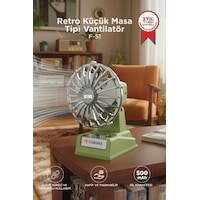 Şarjlı Masaüstü Vantilatör Retro Tasarım 500 Mah Taşınabilir Mini Masa Fanı F51 Yeşil Şarjlı Masaüstü Vantilatör Retro Tasarım 500 Mah Taşınabilir Mini Masa Fanı F51 Yeşil