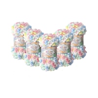 Alize Puffy Fine Color El Örgü İpliği 5 Li Paket 5949 Gökkuşağı 100 Gr 14 5 Mt 769560733547