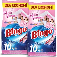 Bingo Matik Mutlu Yuvam Renkliler ve Beyazlar için Toz Çamaşır Deterjanı 2 x 10 KG Bingo Matik Mutlu Yuvam Renkliler ve Beyazlar için Toz Çamaşır Deterjanı 2 x 10 KG