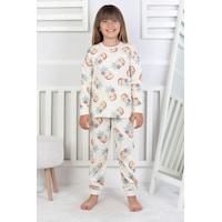 Cute Ananas Desenli Kız Çocuk Pijama Takımı Ekru Cute Ananas Desenli Kız Çocuk Pijama Takımı Ekru