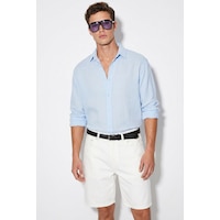 Bianco Lucci Erkek Nefes Alabilir Yarım Oversize Müslin Kumaş Uzun Kol Yakalı Gömlek 60001001 - Bebe Mavisi Bianco Lucci Erkek Nefes Alabilir Yarım Oversize Müslin Kumaş Uzun Kol Yakalı Gömlek 60001001 - Bebe Mavisi