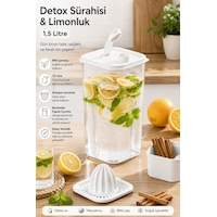 Porsima 06-1109 Detoks Sürahi & Limonluk Şeffaf 1,5 L - Beyaz Porsima 06-1109 Detoks Sürahi & Limonluk Şeffaf 1,5 L - Beyaz